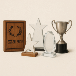 Engraved plaques & trophies (wood, acrylic, crystal, metal)